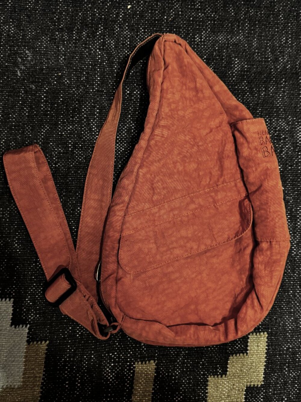 AmeriBag 15" Nylon Healthy Back Crossbody Sling Bag, Sienna Brown